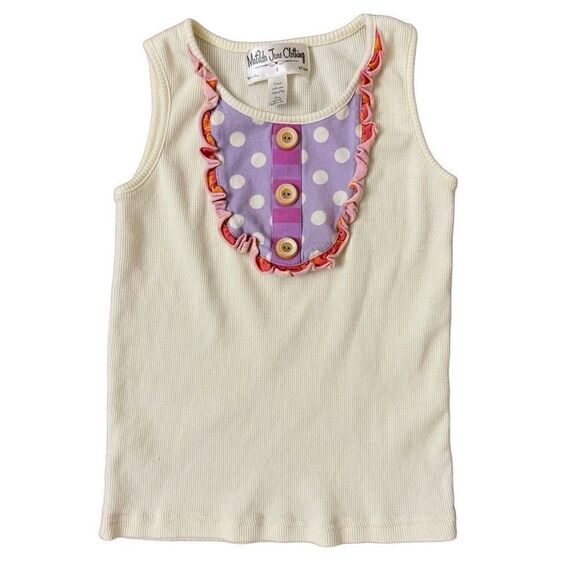 Matilda Jane Good Hart Heart Cream Pond Hill Cookie Dot Tank Top Size 8 - Picture 1 of 4